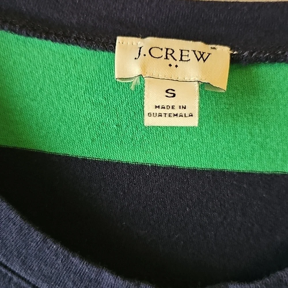 J. Crew Striped Green and Blue Midi Cotton T Shirt Dress Sz Small